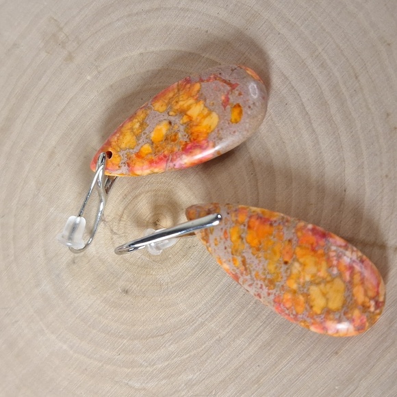 Elegant Orange Stone Drop Earrings - Picture 3 of 4